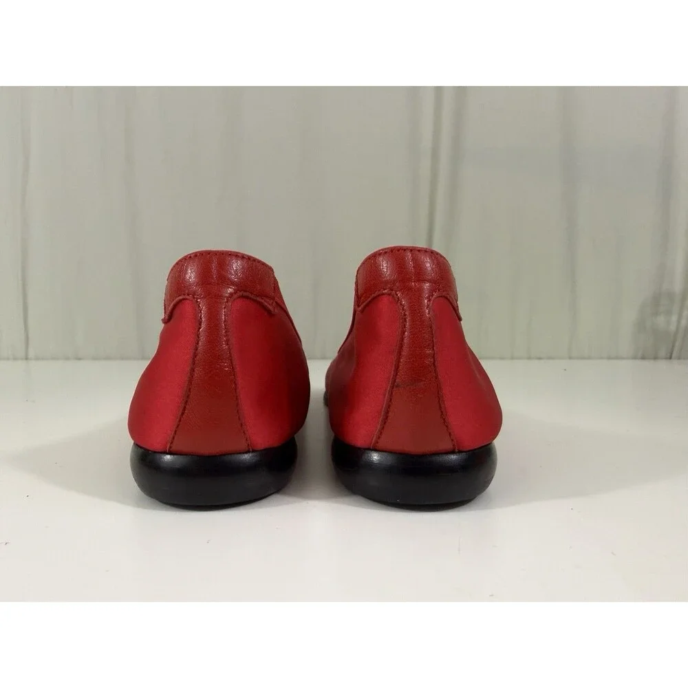 Taryn Rose Red Stain Peep Toe Flats Tomato Girl Balletcore Eclectic Grandpa 38.5
